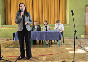 Wystąpienie Pani Wiceprezydent Miasta Łodzi Małgorzaty Moskwy-Wodnickiej podczas spotkania z młodzieżą 11 LO