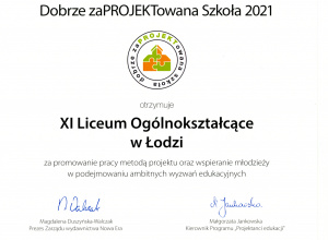 "Dobrze zaPROJEKTowana szkoła 2021"