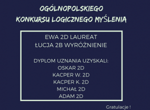 Sukces w "Ogólnopolskim Konkursie Logicznego Myślenia"